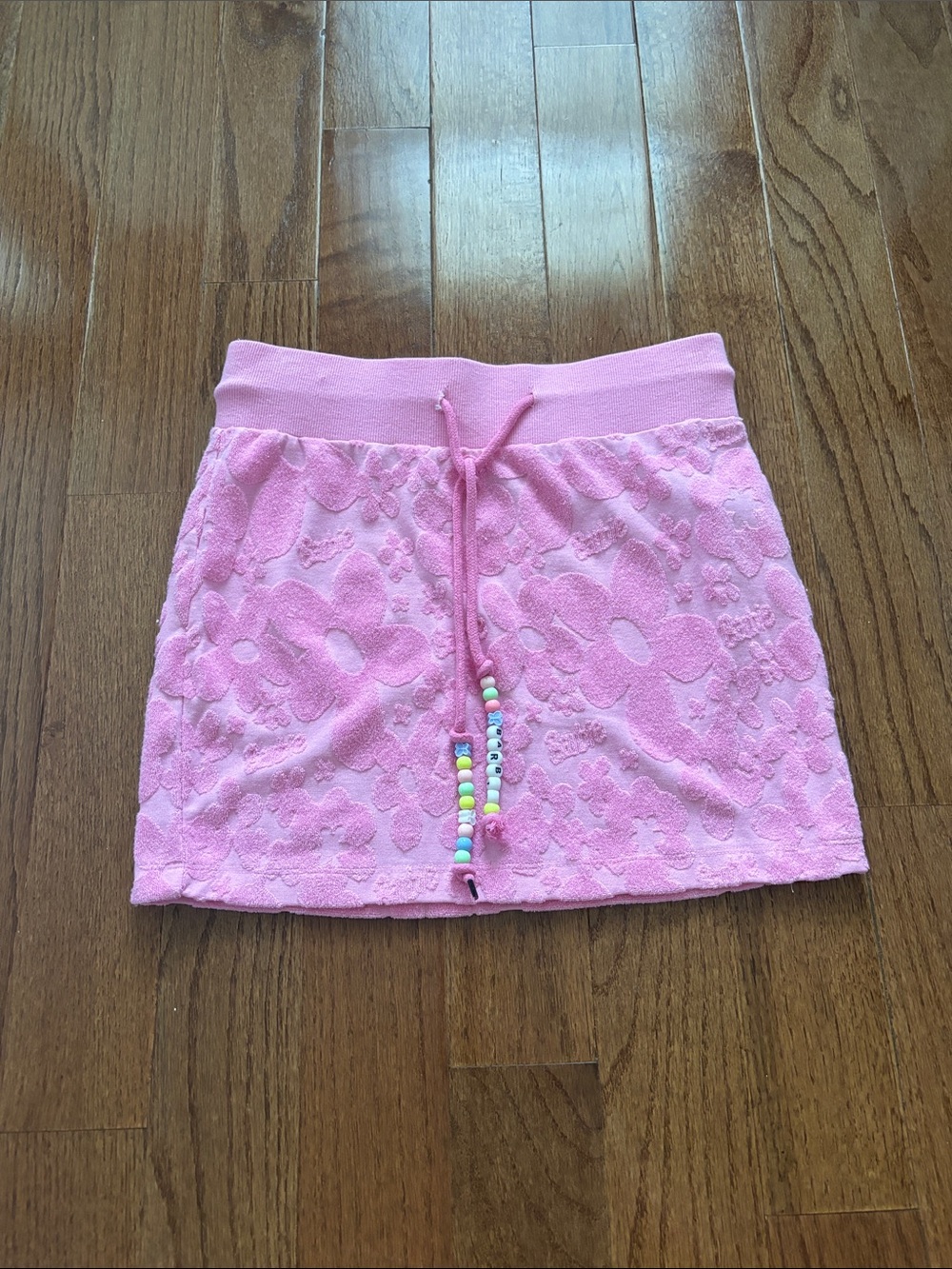 Barbie x forever 21 pink terry cloth floral print mini skirt small - Picture 2 of 4